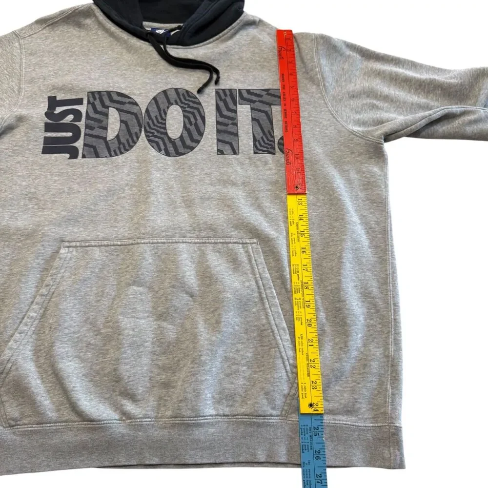 Nike Hoodie Mens XL Gray Just Do It Zebra Print Pullover Graphic Two Tone *READ*